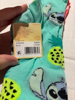 Disney Aqua Socks with Stitch and Pineapple Motif